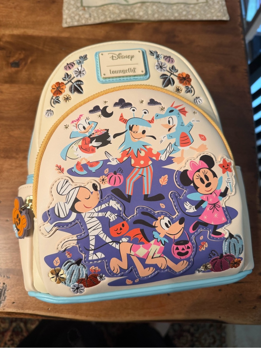Loungefly Cream & Light Blue Disney Halloween Disney Mini Backpack
